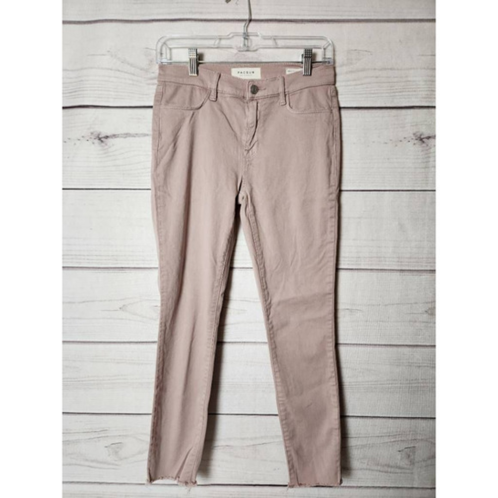 Pacsun Womens Ankle Jeggings Beige Stretch Mid Rise Pockets Denim Casual 26